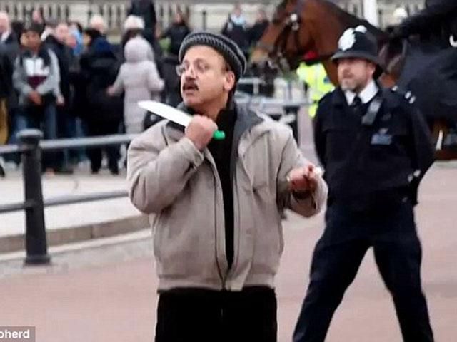 Сумасшедший размахивал ножом возле Букингемского дворца (Видео) Сумасшедший размахивал ножом возле Букингемского дворца (Видео)