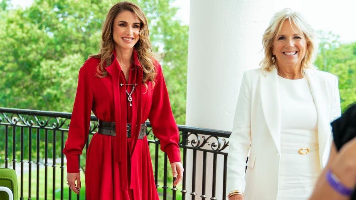 Королева Рания встретилась с Джилл Байден: изысканные образы Королева Рания встретилась с Джилл Байден: изысканные образы