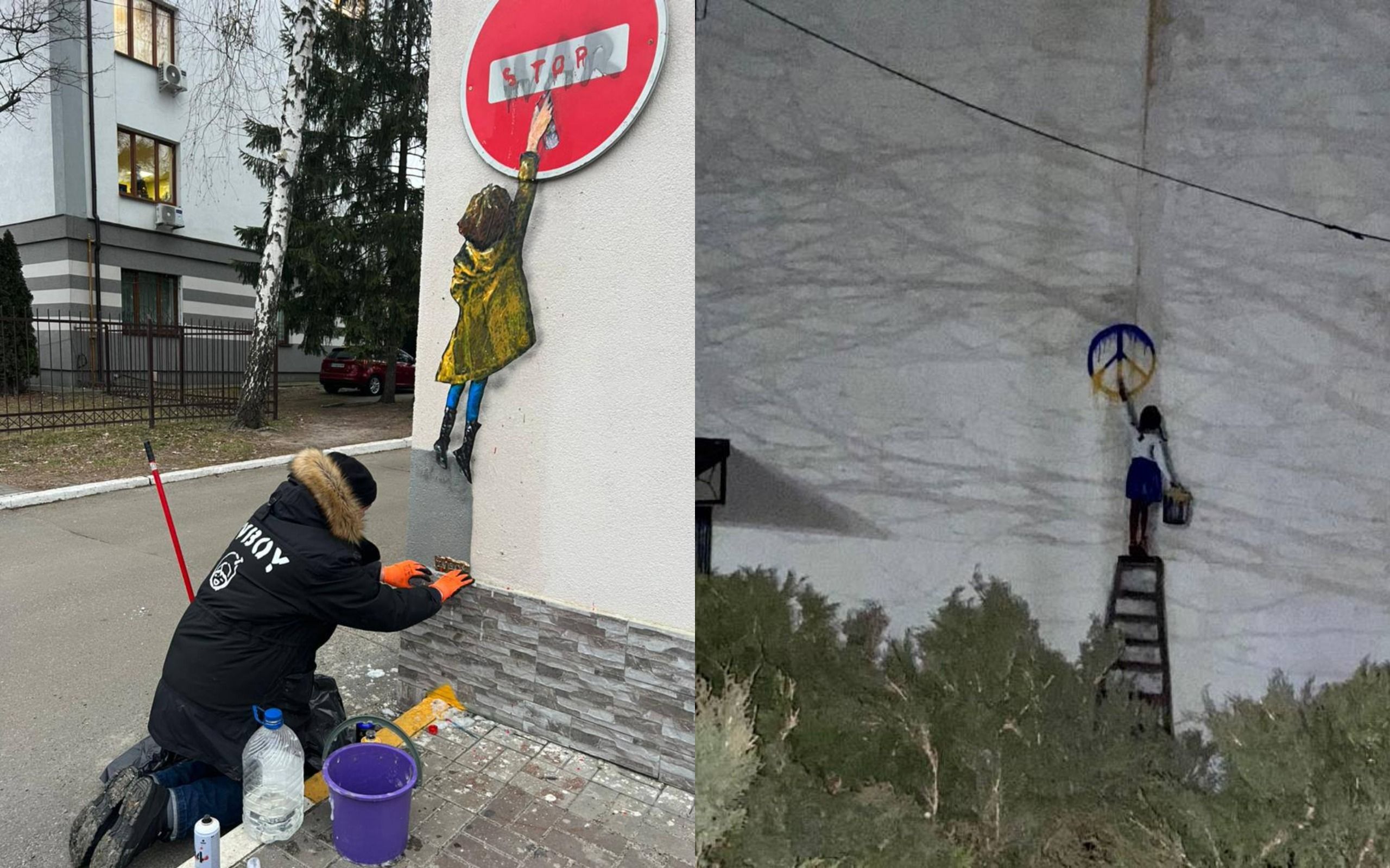 Після Бенксі художник TVboy створив графіті у Бучі та Ірпені – фото Після Бенксі художник TVboy створив графіті у Бучі та Ірпені – фото