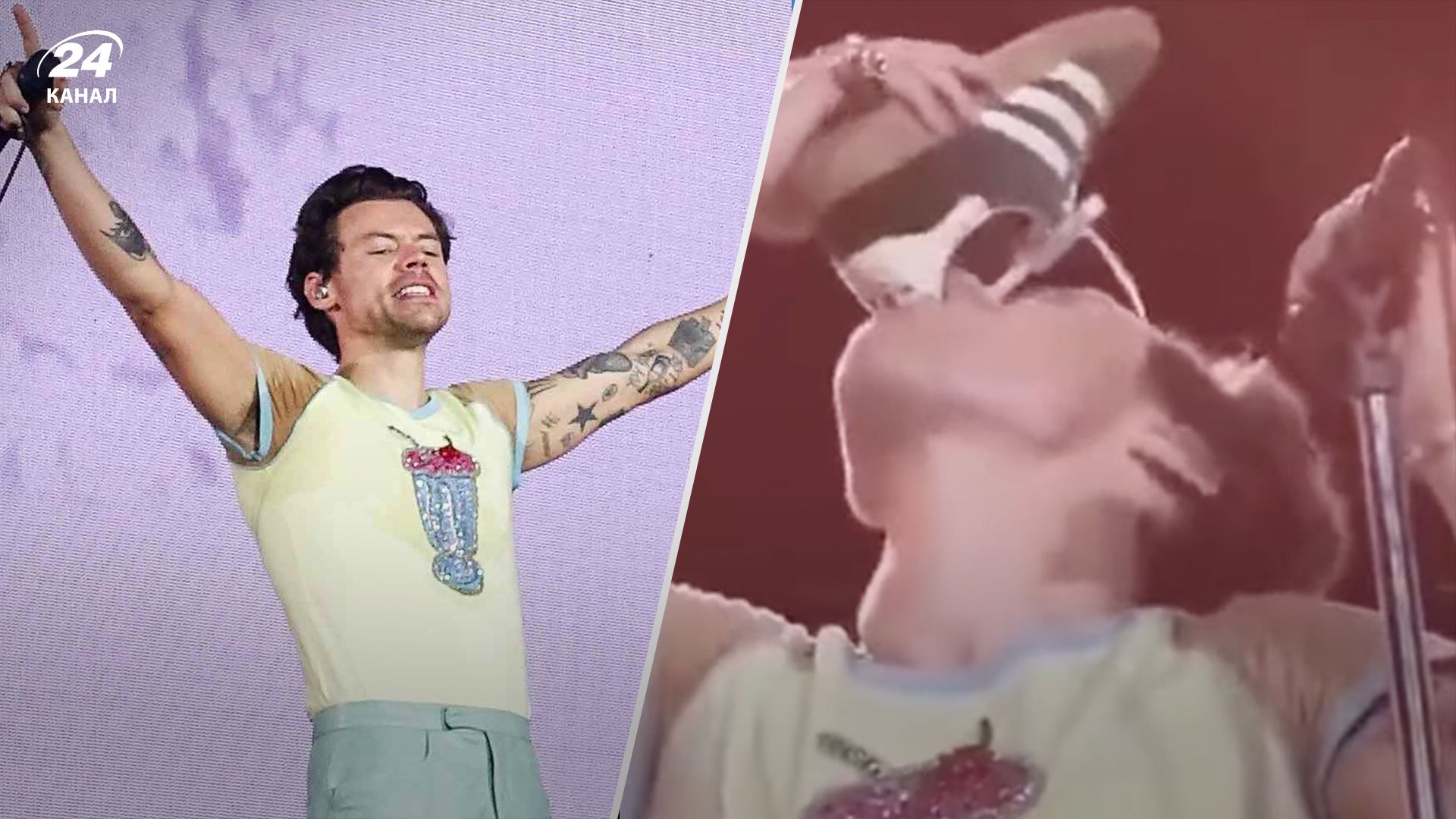 Гаррі Стайлз випив алкоголь зі свого кросівка Гаррі Стайлз випив алкоголь зі свого кросівка