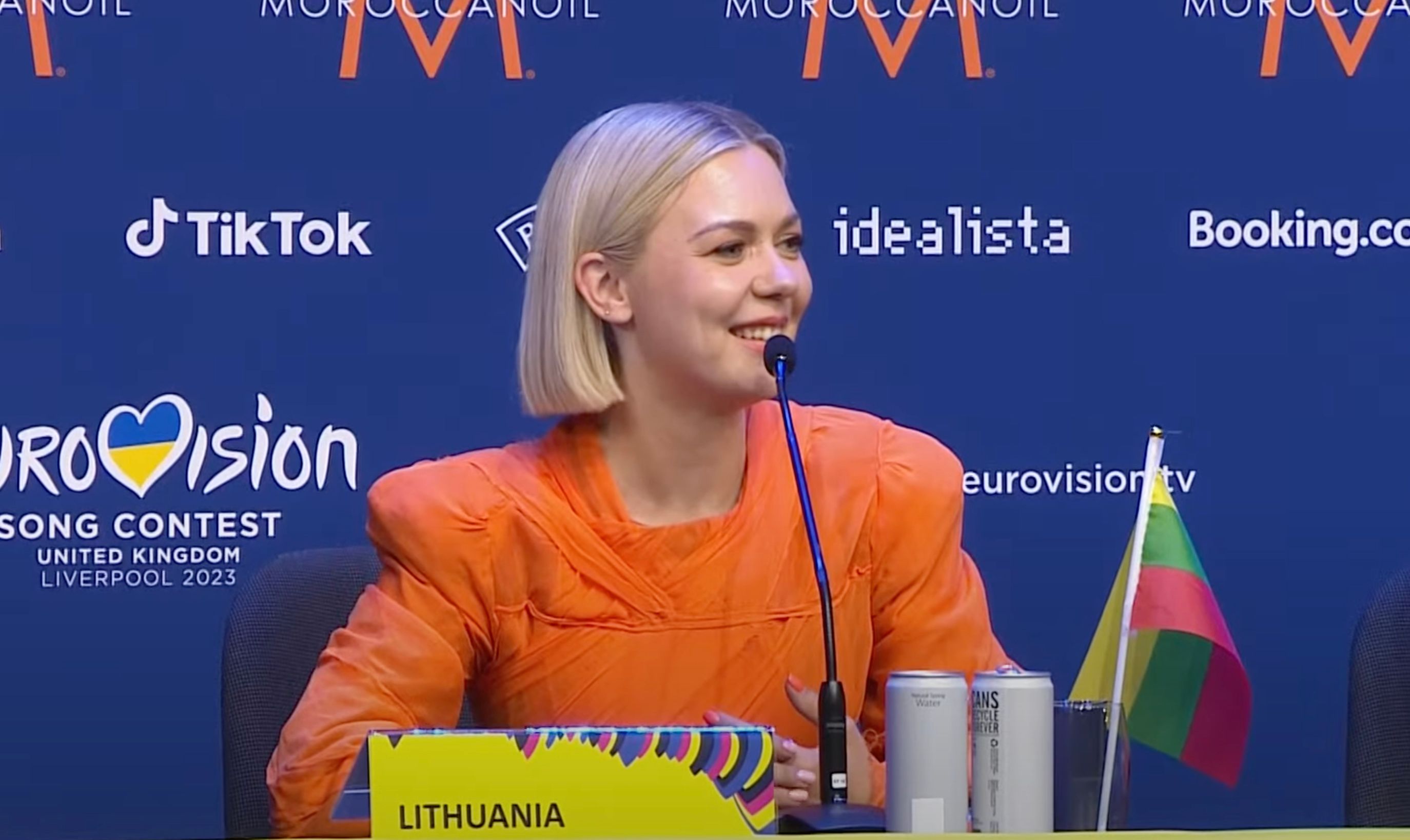 Представительница Литвы на пресс-конференции после Евровидения-2023 Представительница Литвы на пресс-конференции после Евровидения-2023