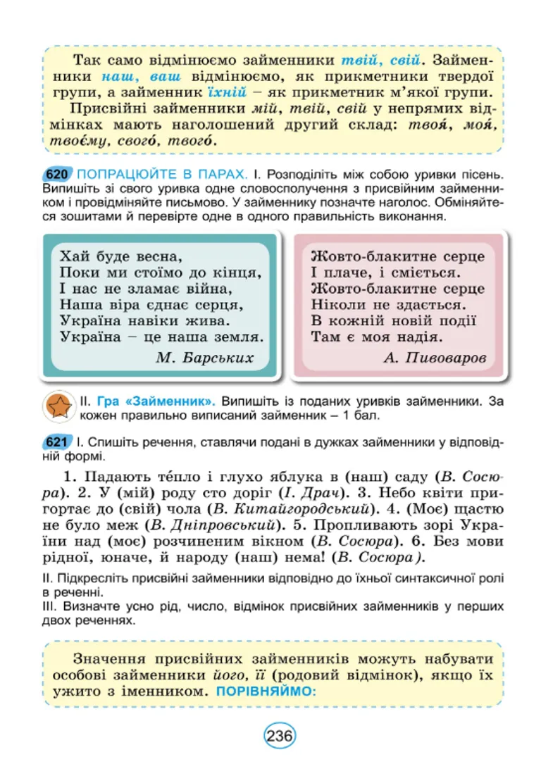 Сторінка з підручника з української мови