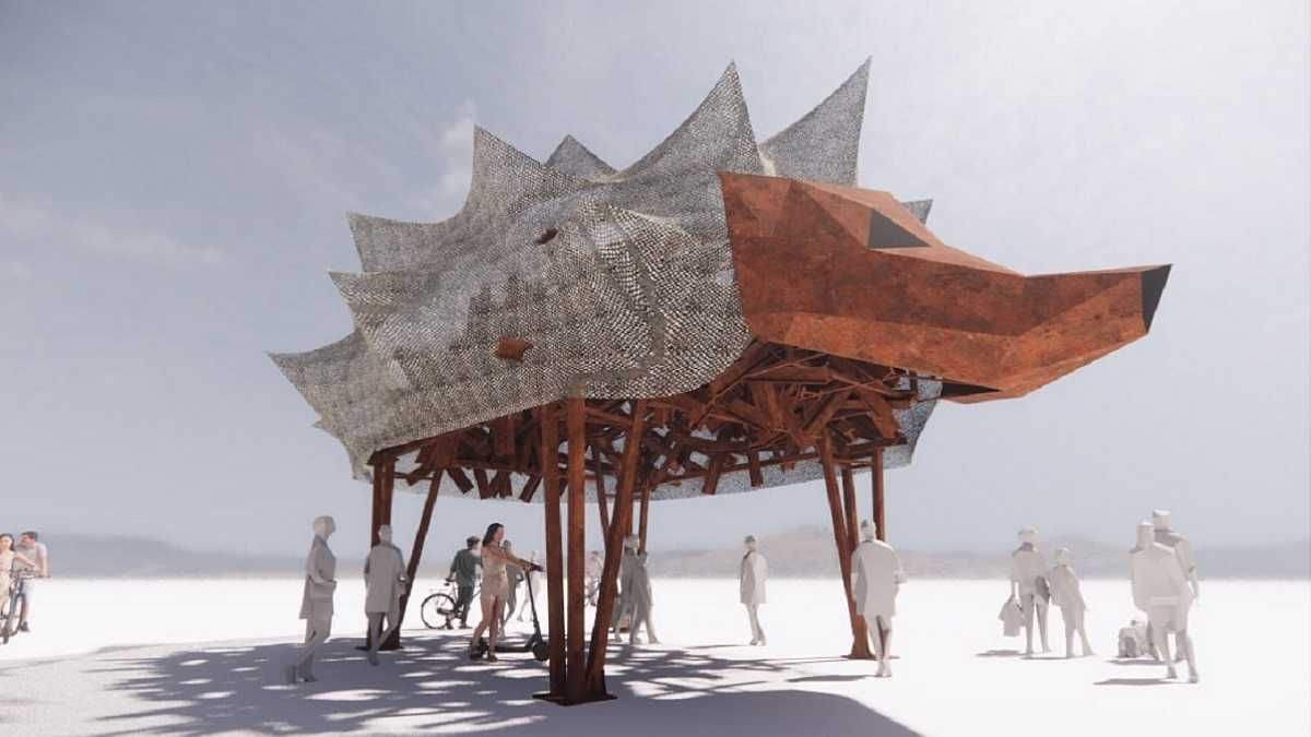 Установка "Храм ежа" на Burning Man Установка "Храм ежа" на Burning Man