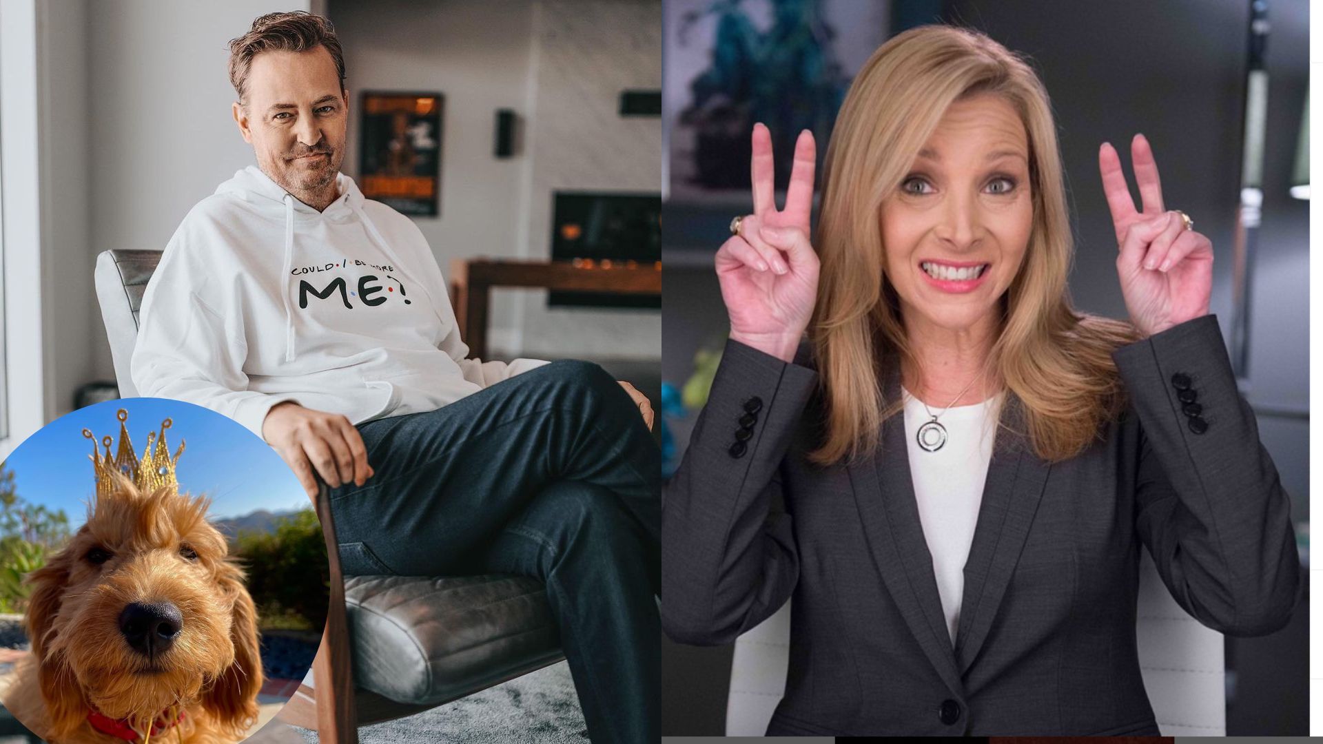 Мэтью Перри, Лиза Кудрой и собака Альфред Мэтью Перри, Лиза Кудрой и собака Альфред